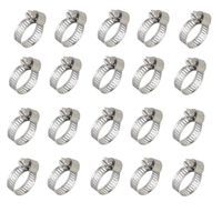 20pcs - Stainless Steel Adjustable Clamps 14-27mm Size Range Worm Gear Fit 1/2" 5/8" 3/4" Garden Hose, Fuel Line - Plumbing, Automotive and Mechanical Application