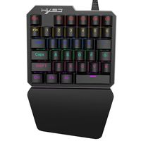 Mechanical Gaming Keyboard One Handed Keyboard 35 keys Anti-ghosting Keyboard Portable Wired Game Blue Switch Keypad with 7 Color Led Backlit for Windows PC Laptop Computer