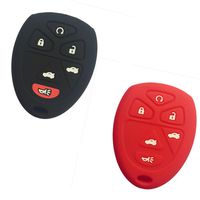 2Pcs New Black Red Silicone Rubber Fob Protective 6 Buttons Keyless Remote Smart Key Case Cover Fob Bag Skin For GMC Yukon XL Chevrolet Suburban Tahoe Traverse Cadillac Escalade OUC60221
