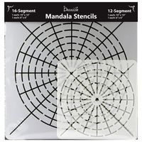 Mandala Stencils for Dot Painting - Set of 4 Stencils - 16 Segment - Small 6x6 and Large 10x10 - 12 Segment Small 6x6 and Large 10x10
