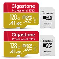 Gigastone 128GB 2-Pack Micro SD Card, Professional 4K Ultra HD, High Speed 4K UHD Gaming, Micro SDXC UHS-I U3 C10 Class 10 Memory Card with Adapter