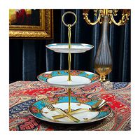 Nwn European Ceramic Fruit Plate living Room Creative Cake Rack Bone China Dried Fruit Plate Afternoon Tea Snack Tray (Color : B)