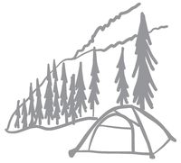 hBARSCI Mountainside Tent Vinyl Decal - 5 Inches - for Cars, Trucks, Windows, Laptops, Tablets, Outdoor-Grade 2.5mil Thick Vinyl - Gray
