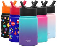 Simple Modern 10oz Summit Kids Water Bottle Thermos with Straw Lid - Dishwasher Safe Vacuum Insulated Double Wall Tumbler Travel Cup 18/8 Stainless Steel - Ombre: Tropical Seas