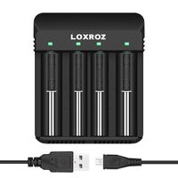 LOXROZ 4-Slots Intelligent Universal Battery Charger Compatible with Li-ion 14500 14650 16340 17670 18500 18650 18700 22650 20700 21700 22700 25500 26650 26700 Batteries