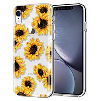 LYWHL iPhone XR Case Cute AIKIN Simply Designed Flower Pattern Case Ultra Thin Soft TPU Flexible Shockproof Cute Protective Case Floral for iPhone XR 6.1 inch (Sunflower/Clear)