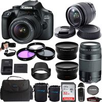 Canon EOS 4000D / T100 Digital Camera with EF-S 18-55mm f/3.5-5.6 III Lens + Canon EF 75-300mm f/4-5.6 III Telephoto Zoom Lens - Premium Bundle
