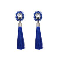 Elogoog Tassels Earring Set Rhinestones Fringe Long Dangle Ear Drop Earrings Fashion Jewelry for Women Girl (Blue)