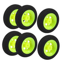 uxcell 6pcs RC Model Aircraft Landing Sponge Wheel Tire D30mm H9mm Black Bright Green
