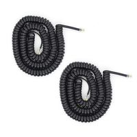Telephone Handset Cord Detangler Cable Pure-Copper Coiled 1.56 to 13 Feet Uncoiled Landline Phone Spiral Curly Cable Extension Modular Wire Lead Standard RJ9 4p4c Plug (Black-2pcs)