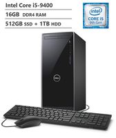2019 Dell Inspiron 3670 Desktop, 9th Gen Intel Core i5-9400 Six-Core Processor, 16GB RAM, 512GB PCIe SSD(Boot) + 1TB HDD, WiFi + Bluetooth, HDMI, VGA, Multi-Card Reader, DVD-RW, Windows 10