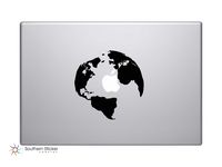 #2 Globe Silhouette World Map Vinyl Car Sticker Symbol Silhouette Keypad Track Pad Decal Laptop Skin Ipad Macbook Window Truck Motorcycle (Black)