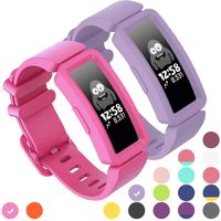 GVFM Compatible with Fitbit Ace 2 Bands for Kids 6+, Soft Silicone Bracelet Accessories Sport Strap Girls Wristbands Compatible for Fitbit Ace 2 (2-HotPink, Lavender)