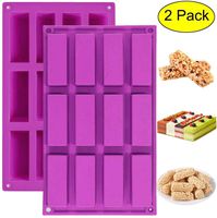 Palksky (2 Pack)12 Cavity Medium Narrow Silicone Rectangle Molds/Molds/Protein Bars mold/Energy Bars Maker for Caramel Bread Loaf Muffin Brownie Cornbread Cheesecake Pudding Soap Butter Mould