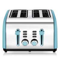 4 Slice Toaster, CUSINAID Stainless Steel Toasters with Reheat Defrost Cancel Function, 7-Shade Setting, 4 Wide Slots Toaster (Blue)