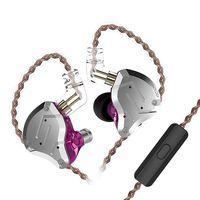 Five Driver Headphones,KZ ZS10 PRO High Fidelity Noise-Isolating Earbuds/Earphones with Detachable Cable 2Pin 0.75mm (with MIC, Purple)