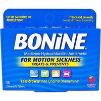 Bonine Raspberry Chewable Tablets for Motion Sickness, 16 (2 Pack)