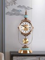 XUEXIONGSP Antique Art Silent Mantel Clocks, Westminster Chime Clock Desk Table Clock Quartz Chiming Clock American Decor Standing Shelf Ornament 50×18Cm