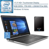 2020 HP 17.3" Touchscreen Laptop Computer/ Intel Quad-Core i5-8265U (Beats i7-7500U)/ 8GB DDR4 RAM/ 1TB HDD + 256GB PCIe SSD/Windows 10 Home/ Silver/ EST 320GB External Hard Drive