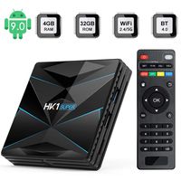 HK1 SUPER Android 9.0 TV Box 4GB RAM 32GB ROM RK3318 Quad-Core Dual WiFi 2.4G/5G BT 4.0 Ethernet H.265 USB 3.0 Supports 3D 4K Ultra HD Smart TV Box