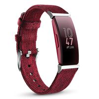 NAHAI Compatible with Fitbit Inspire HR Bands/Fitbit Inspire Band, Canvas Woven Fabric Bands Quick Release Strap Breathable Replacement Wristband for Fitbit Inspire, Women Men, Large, Burgundy