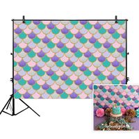 Allenjoy 5x3ft Little Mermaid Scales Backdrop Under The Sea Princess Background Glare Glitter Shell for Girl Birthday Party Decor Photo Studio Photography Booth Background Newborn Baby Shower Booth
