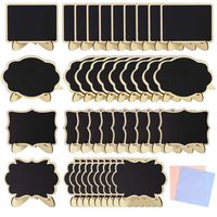 Tuzico 40 Pack Mini Chalkboard Signs with Stand, 4"x3" Mini Message Board Signs with Easel, Wedding Table Signs and 2pcs Cleaning Cloths for Table Signs, Food Signs or Special Event Decoration