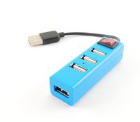 4-Port USB 2.0 Hub w/On & Off Switch (Blue) - Turns One USB Port into Four!