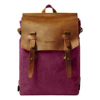 S-POINT Casual Backpack Vintage Canvas Leather Backpacks Unisex Travel Rucksack 15.6 inch Laptop Bag
