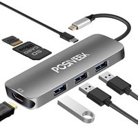 USB C Hub,USB C Adapter, Posiveek 7 in 1 Multiport Hub Adapter Cable with Type C Charging Port, 4K HDMI, USB 3.0 Ports, SD/TF Card Reader Port for Macbook2016/2017