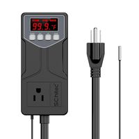 SCGK SC-1820 Temperature Controller -58~230°F/110V/1650W/15A Digital Thermostat Switch Controller Outlet Waterproof Probe NTC Sensor for Greenhouse Homebrew Incubation