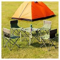Camp Furniture, Outdoor Camp Portable Folding Table Chairs Set w/Carrying Bag, Green