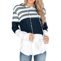 Womens Printed Sweatshirt,LuluZanm Sales! Girls Ladies Striped Color Block Drawstring Hoodies Long Sleeve Blouse White