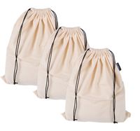 MISSLO Set of 3 Cotton Breathable Dust-Proof Drawstring Storage Pouch Multi-Functional Bag. Pack 3 S