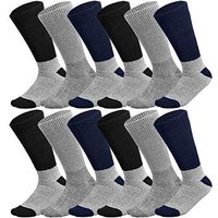 Doctor Recommend Thermal Diabetic Socks Keep Foot Warm Non-Binding Crew Socks For Men Women 3, 6 or 12-Pack (10-13 Men Size, 12 Pairs Assorted (Black, Grey, Navy))