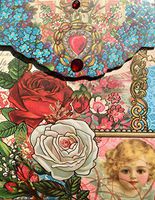 Punch Studio Gold Foil & Gem Embellished Mini Pocket Notepad ~ Roses Child Angel Victorian Cherub 93282