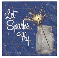 MesaFina Let Sparks Fly Cocktail Beverage Paper Napkins, Pink, 40 ct