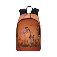 InterestPrint Funny giraffe speak with a flower Casual Shoulders Backpack Travel Bag School Backpacks