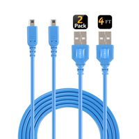 3DS charger cable (2 Pack),Exlene 3DS usb charger cable [Play while charging ] For Nintendo 3DS, New 3DS XL, 2DS, 2DS XL LL, DSi, DSi XL(Blue,1.2m/4ft)