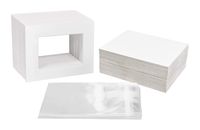 Golden State Art, Pack of 50 White 8x10 Picture Mats Mattes with White Core Bevel Cut for 5x7 Photo + Backing +Bags