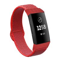 VEAQEE Nylon Bands Compatible with Charge 3 & 3 SE Women Man Soft Nylon Band Breathable Quick Release Sport Replacement Accessories Wristband, 5.3''- 8.7'' (Bright red)