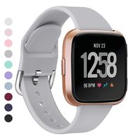 MEFEO Bands Compatible with Fitbit Versa, Soft Silicone Sport Band Breathable Wristband Replacement Strap for Fitbit Versa/Versa 2/Versa Lite/Special Edition Women Men (Small, Grey)
