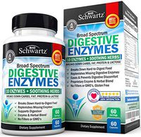 BioSchwartz Digestive Enzymes Supplement - Broad Spectrum 10 Enzymes + Herbal Comfort Blend - Vegan Formula for Digestion & Bloating Support - with Bromelain, Papain & Amylase - 60 Count