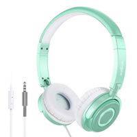 On Ear Headphones with Mic, Vogek Lightweight Portable Fold-Flat Stereo Bass Headphones with 1.5M Tangle Free Cord and Microphone-Green