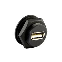 ASI ASICPICUSB2.0AS USB 2.0 Type A Panel Mount Waterproof Connector, Shielded, Front Mount, Female to 4-Pin, IP67, NEMA 6 and 6P
