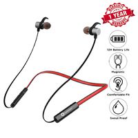 Woozik Flex Bluetooth Neckband Headphones, Noise Isolation Wireless Earbuds, Collar Magnetic Headset, iPX4 Waterproof Sport with 12 Hour Battery Life, Built-in Mic(F08 - Red)