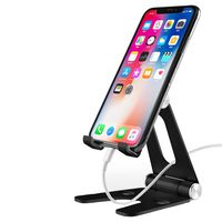 Adjustable Cell Phone Stand, IOQSOF Desk Phone Holder, Large Size [Upgraded Solid] Dual Angle Phone Charging Dock for Phone and Tablet