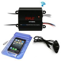 Pyle Auto 2-Channel Bridgeable Marine Amplifier - 200 Watt RMS 4 OHM Full Range Stereo with Wireless Bluetooth & Powerful Prime Speaker - High Crossover HD Music Audio Multi Channel System PLMRMB2CB