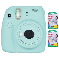 Fujifilm Instax Mini 9 Instant Camera (Ice Blue) with 2 x Instant Twin Film Pack (40 Exposures)