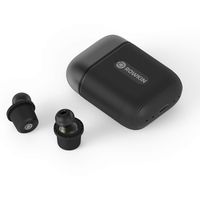 Rowkin Ascent Micro True Wireless Earbuds Headphones: 17+ Hours Bluetooth 5 Smallest Earphones & USB-C Charging Case. Deep Bass Sound Headset Mic & Noise Reduction for Android Samsung & iPhone (Black)